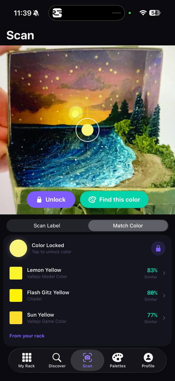 Scan - color matching from camera